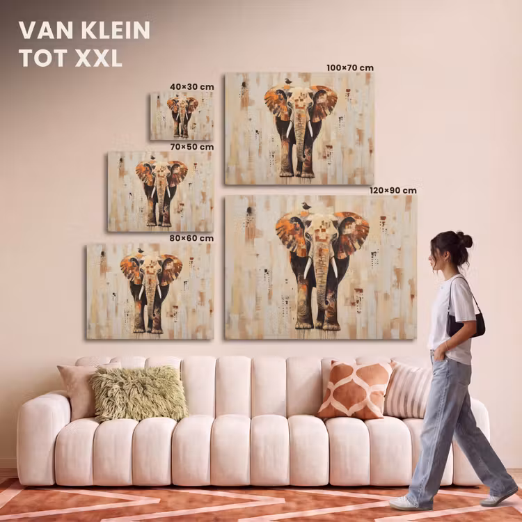 Akoestisch schilderij - Olifant - Slurf - Mozaïek - Abstract — 7