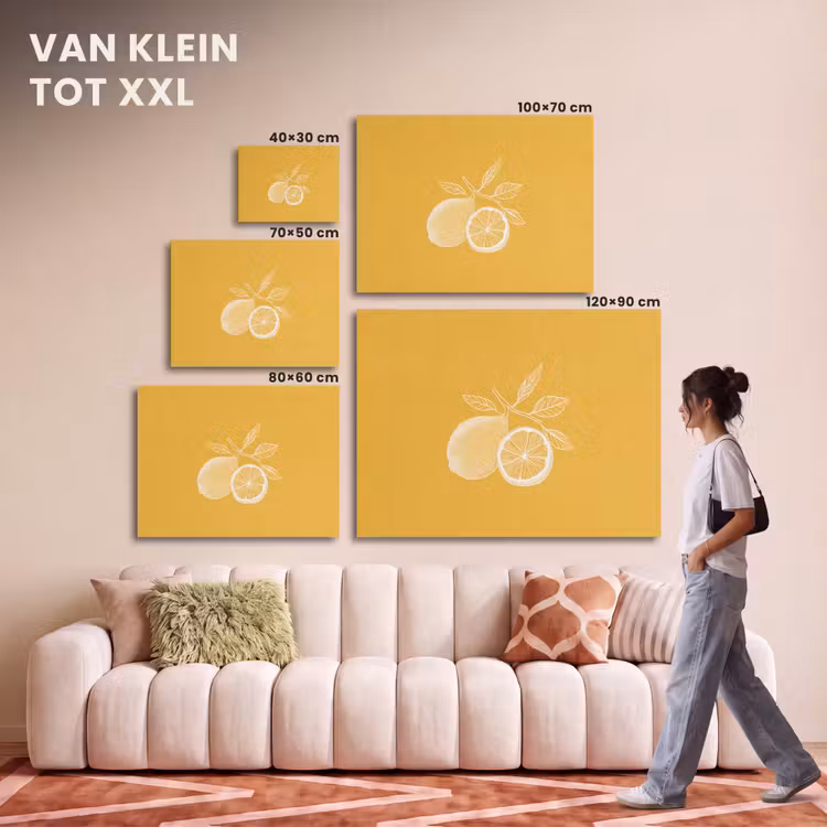 Akoestisch schilderij - Citroenen - Illustratie - Minimalistisch - Geel — 7