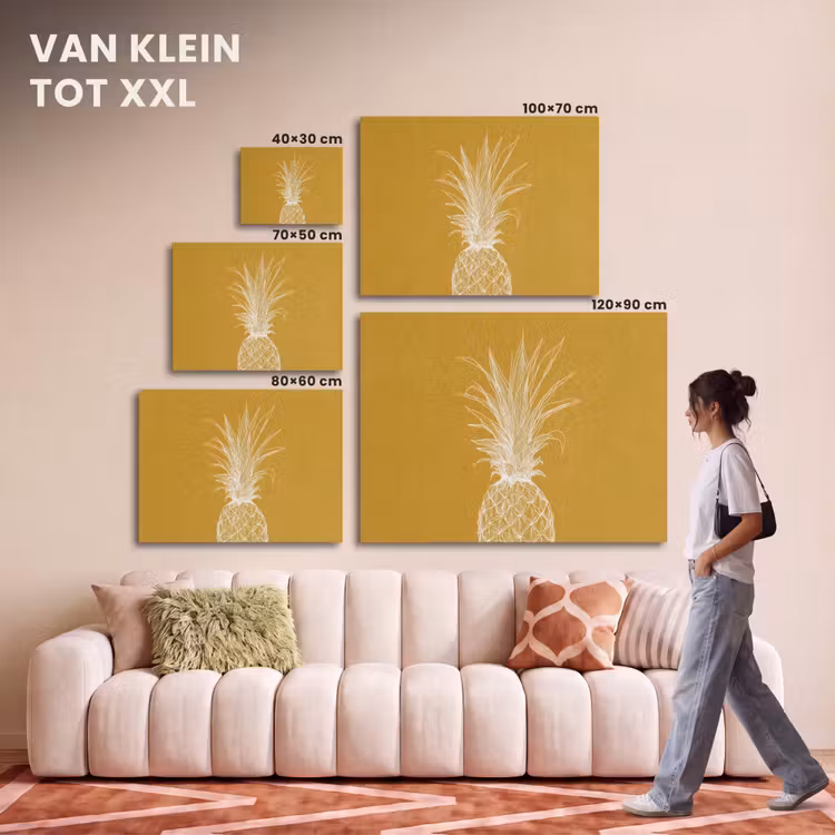 Akoestisch schilderij - Lijnillustratie - Ananas - Bladkroon - Okergeel — 7