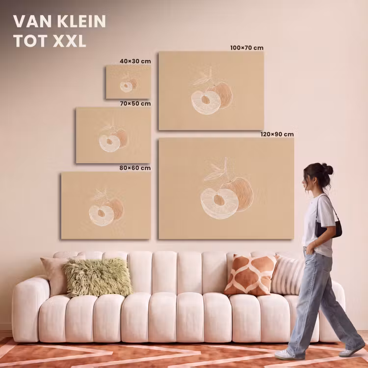 Akoestisch schilderij - Perzik - Lijntekening - Pit - Beige — 7