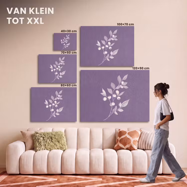 Akoestisch schilderij - Tak - Sierlijk - Bladeren - Minimalistisch — 7