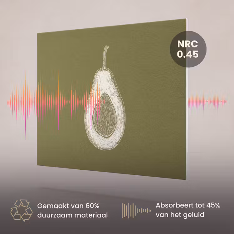 Akoestisch schilderij - Avocado - Minimalistisch - Illustratie - Groen — 3