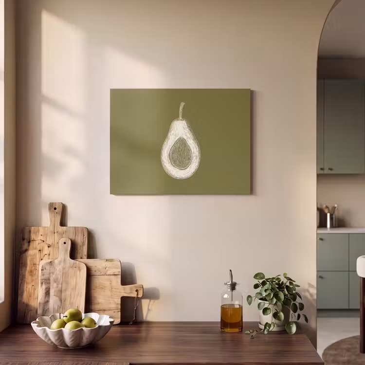 Akoestisch schilderij - Avocado - Minimalistisch - Illustratie - Groen — 4