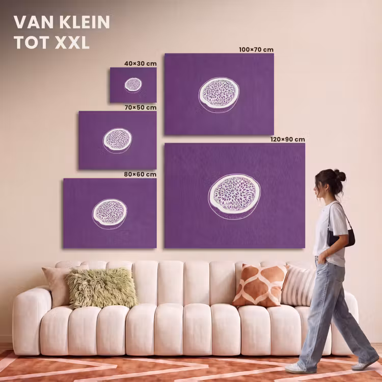 Akoestisch schilderij - Passievrucht - Zaadjes - Paars - Minimalistisch — 7