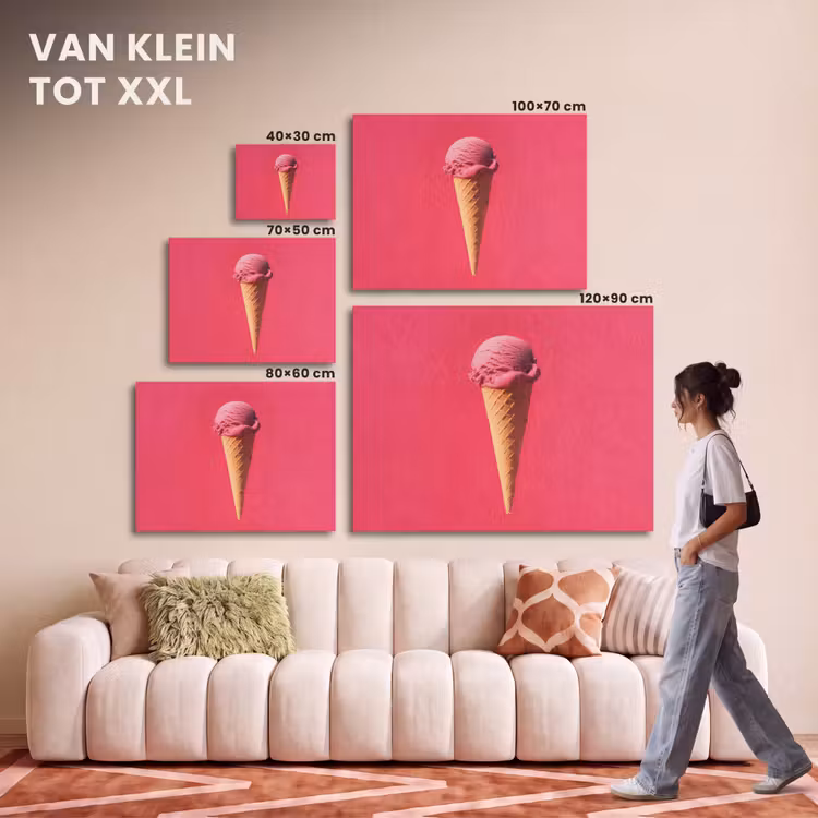 Akoestisch schilderij - Schepijs - Roze - Hoorntje — 7