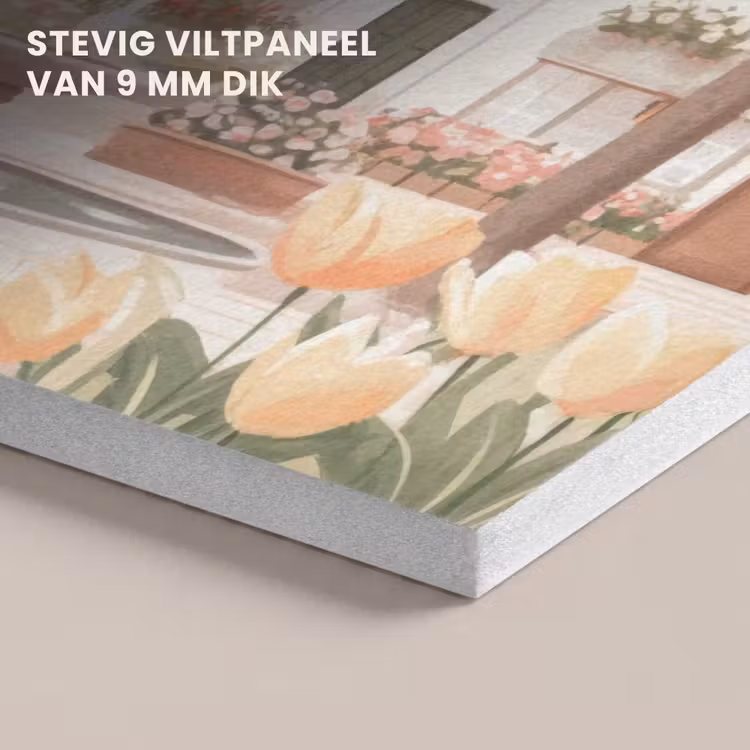 Akoestisch schilderij - Dorpsplein - Fontein - Tulpen — 5