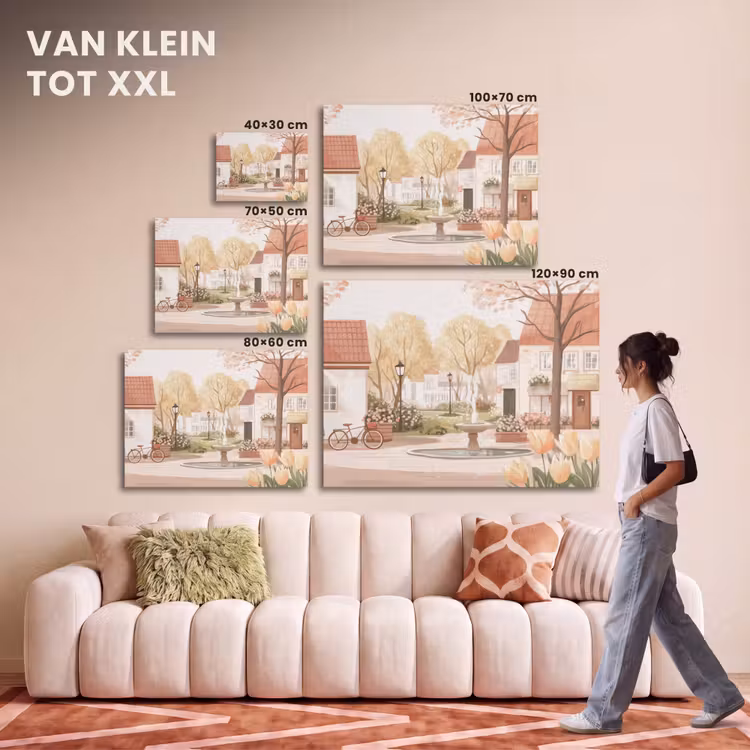 Akoestisch schilderij - Dorpsplein - Fontein - Tulpen — 7