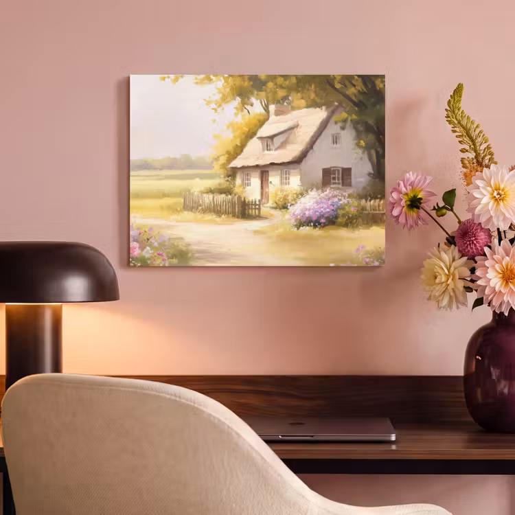 Akoestisch schilderij - Huisje - Hout - Bloemen — 6