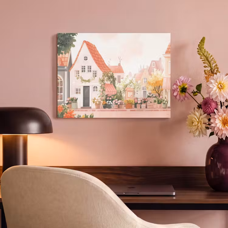 Akoestisch schilderij - Bloemen - Huizen - Dorp — 6