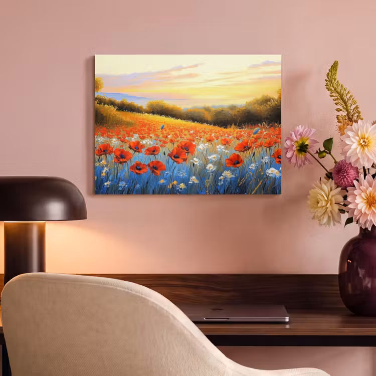 Akoestisch schilderij - Klaproos - Bloemenveld - Kleurrijk — 6