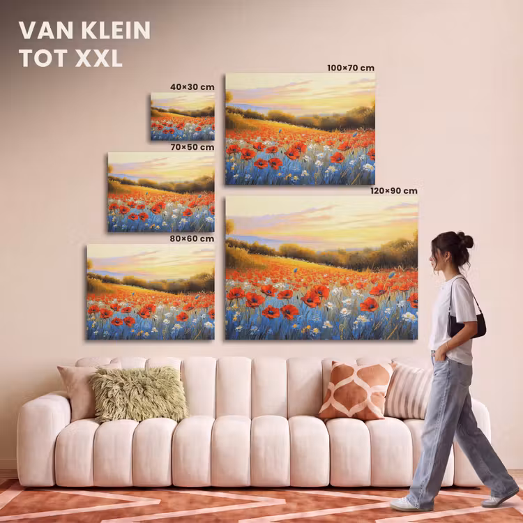 Akoestisch schilderij - Klaproos - Bloemenveld - Kleurrijk — 7