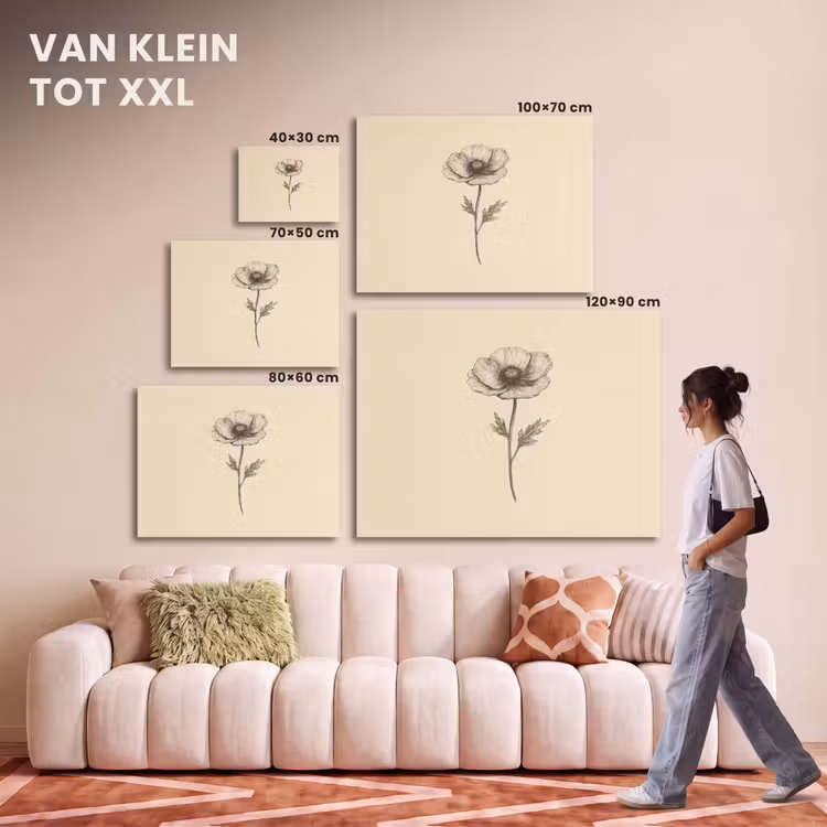 Akoestisch schilderij - Klaproos - Illustratie - Zwart — 7