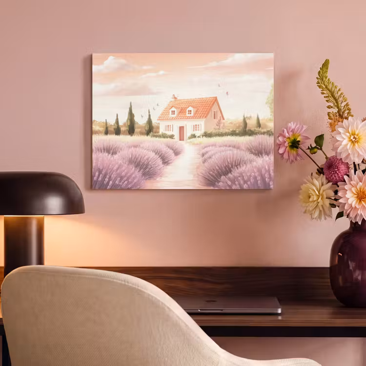 Akoestisch schilderij - Lavendelveld - Huis - Paars — 6