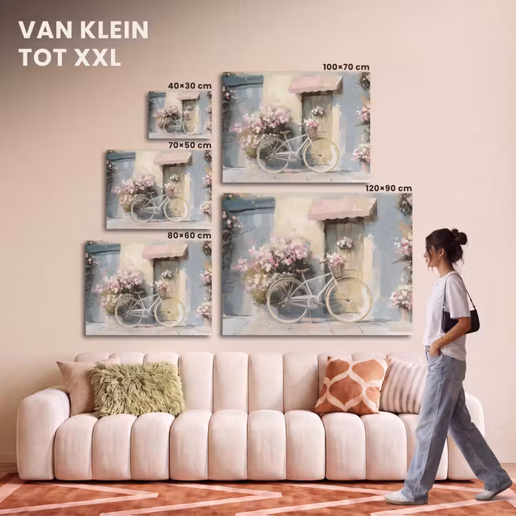 Akoestisch schilderij - Fiets - Pastelkleuren - Bloemen — 7