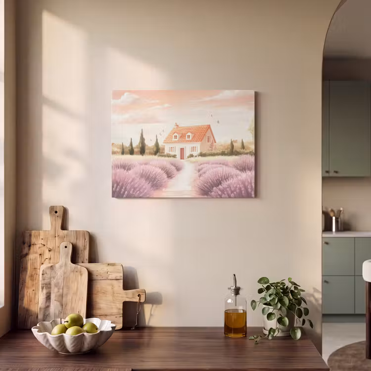 Akoestisch schilderij - Lavendelveld - Huis - Paars — 4