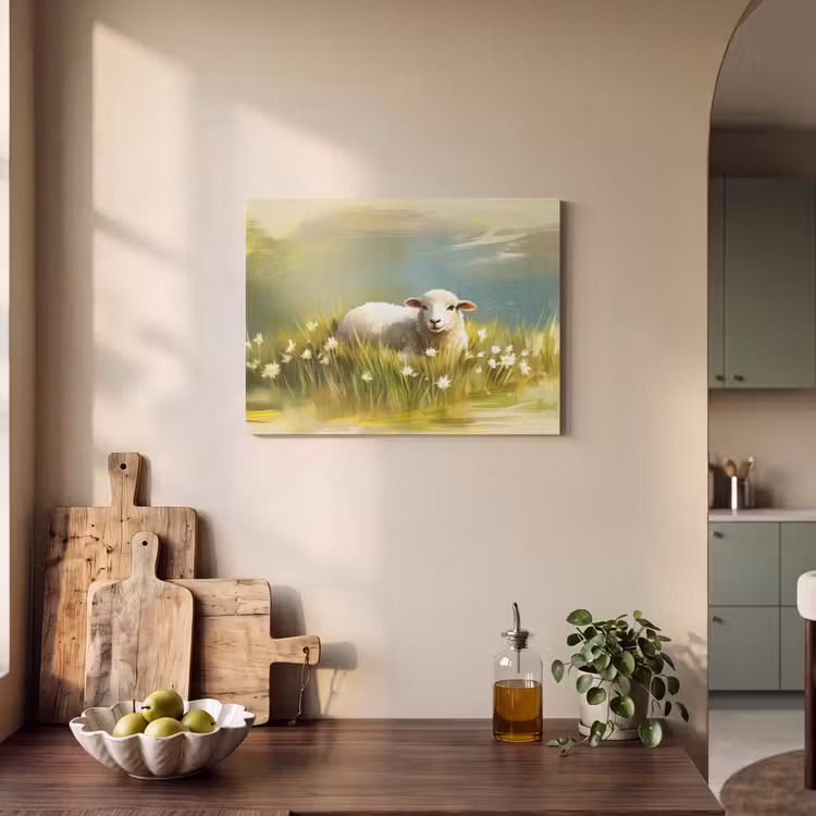 Akoestisch schilderij - Schaap - Weide - Groen — 4