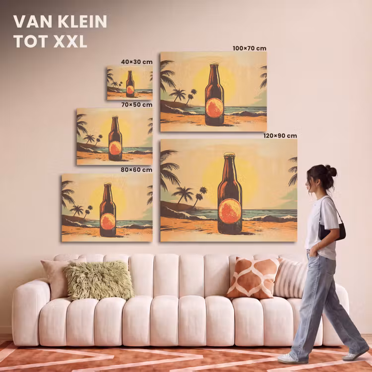 Akoestisch schilderij - Bierfles - Zonsondergang - Palmbomen - Zee — 7