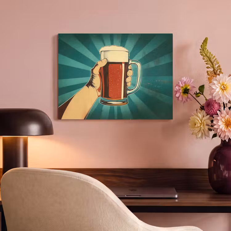 Akoestisch schilderij - Bierglas - Schuim - Retro - Groen — 6