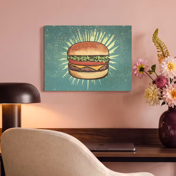 Akoestisch schilderij - Hamburger - Illustratie - Sla - Kaas — 6