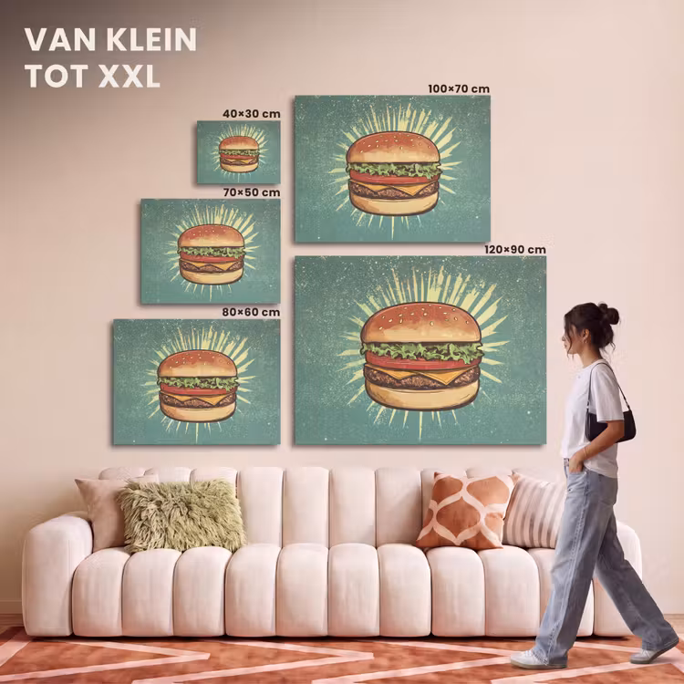 Akoestisch schilderij - Hamburger - Illustratie - Sla - Kaas — 7