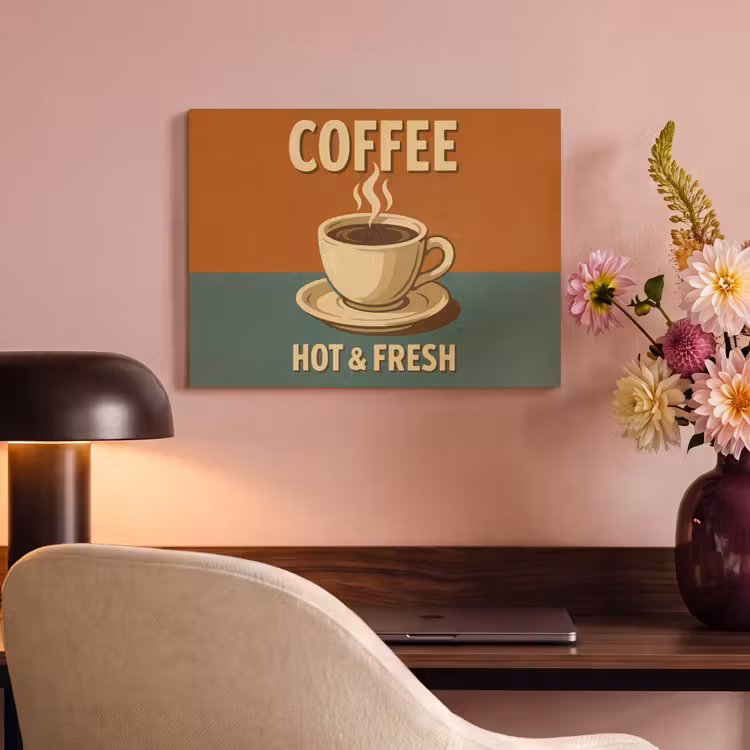 Akoestisch schilderij - Koffie - Kop - Vintage - Quote — 6