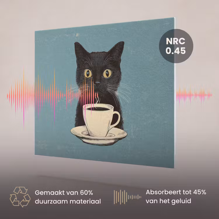 Akoestisch schilderij - Kat - Zwart - Koffie - Minimalistisch — 3