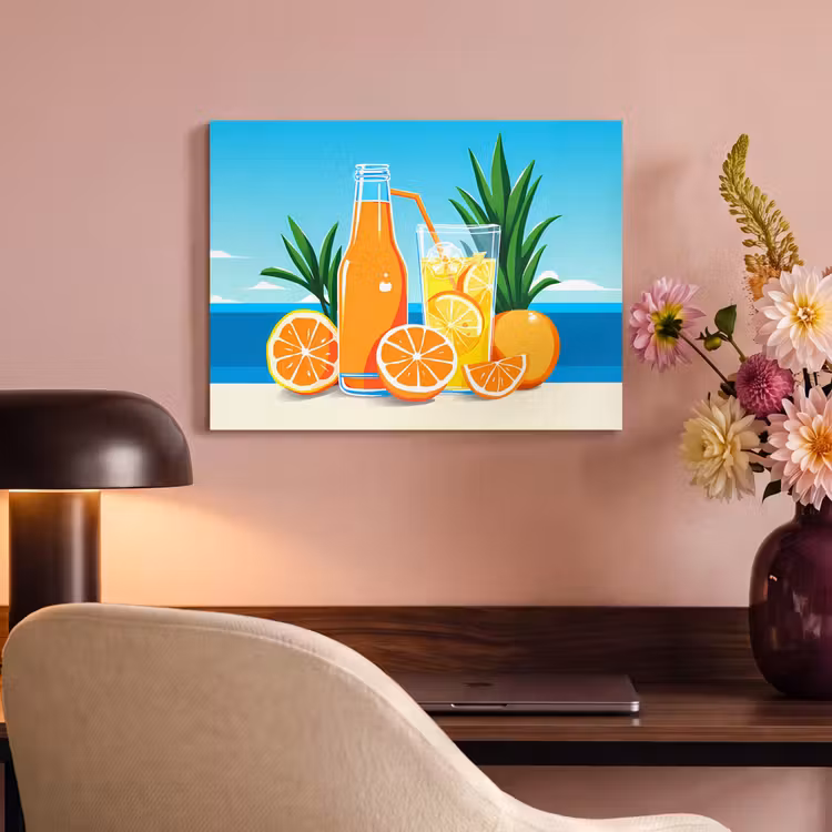 Akoestisch schilderij - Sinaasappels - Ijsblokjes - Zee - Illustratie — 6