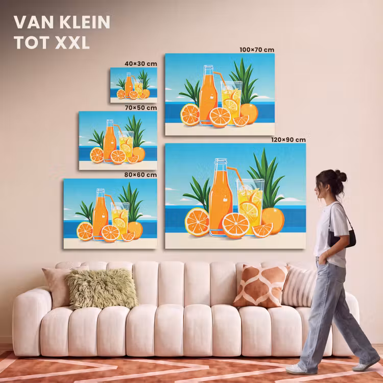 Akoestisch schilderij - Sinaasappels - Ijsblokjes - Zee - Illustratie — 7