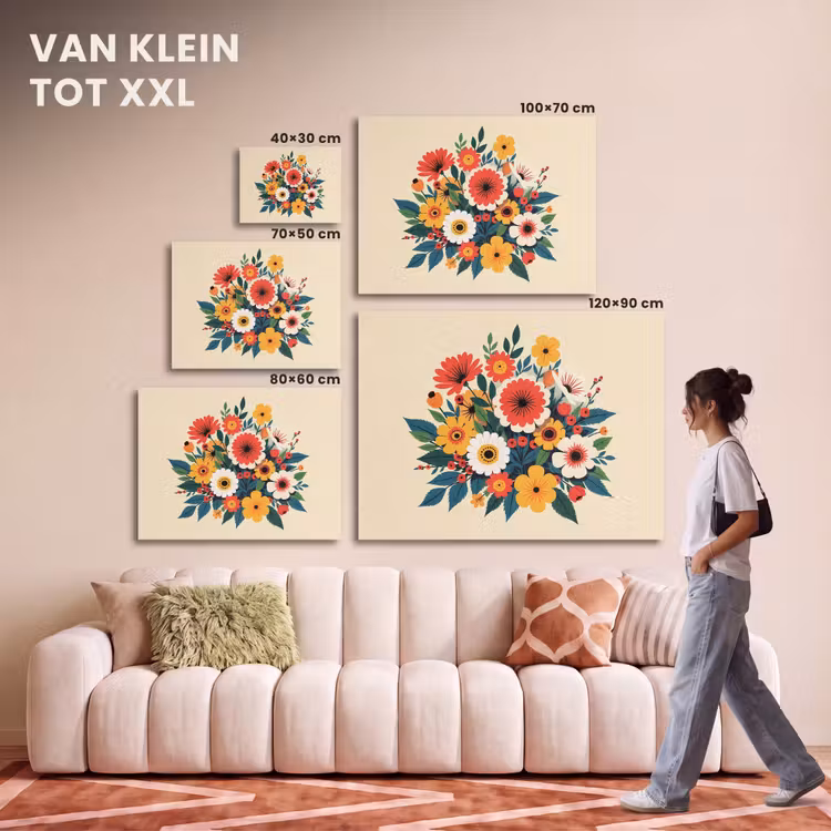 Akoestisch schilderij - Boeket - Bladeren - Illustratie - Kleurrijk — 7
