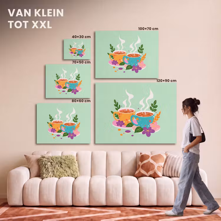 Akoestisch schilderij - Thee - Illustratie - Kopjes - Bloemen — 7