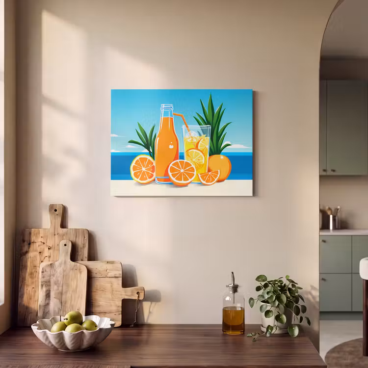 Akoestisch schilderij - Sinaasappels - Ijsblokjes - Zee - Illustratie — 4