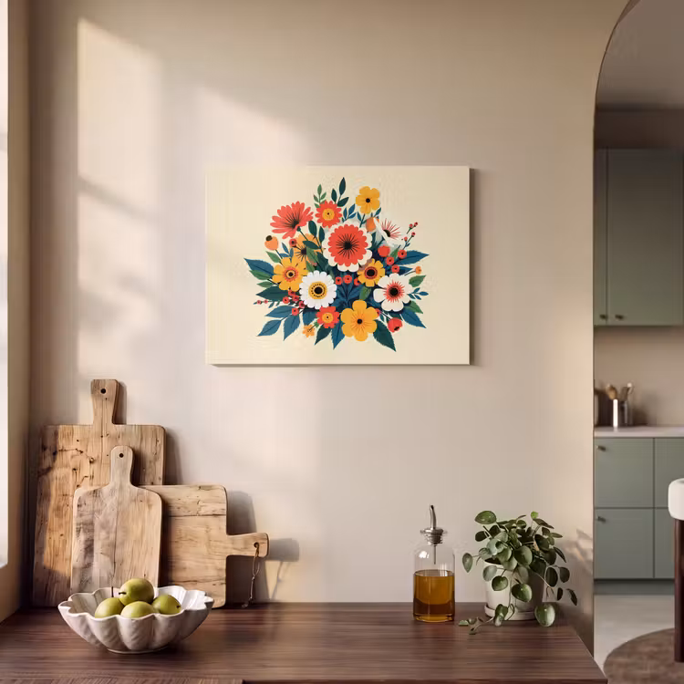 Akoestisch schilderij - Boeket - Bladeren - Illustratie - Kleurrijk — 4