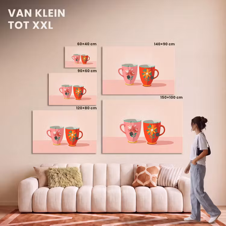 Akoestisch schilderij - Theekopjes - Bloemmotieven - Roze - Theezakjes — 7