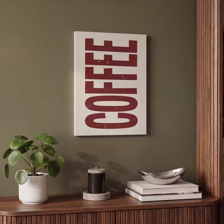 Akoestisch schilderij - Koffie -Japandi - Rood - Vintage — 6