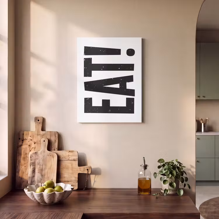 Akoestisch schilderij - Decoratie - Eten - Zwart - Wit — 4