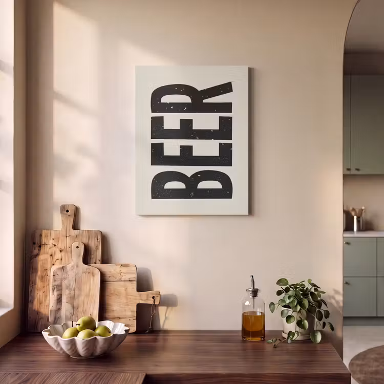 Akoestisch schilderij - Beer - Vintage - Zwart - Beige — 4