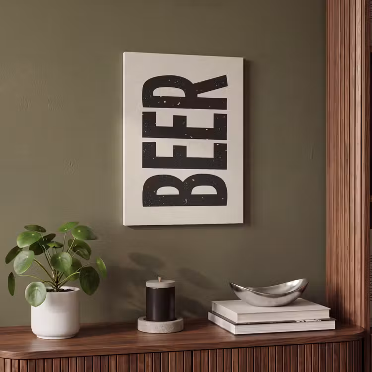 Akoestisch schilderij - Beer - Vintage - Zwart - Beige — 6