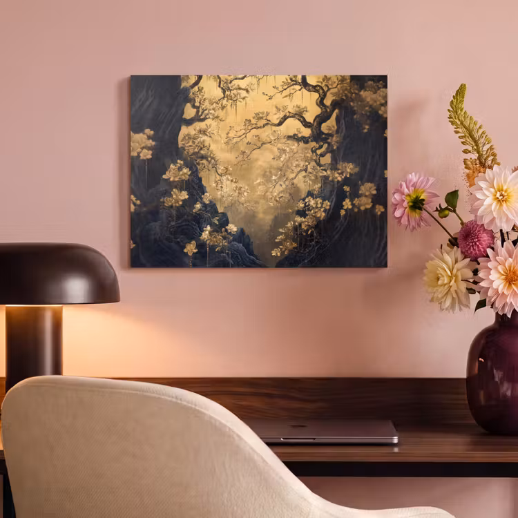 Akoestisch schilderij - Bloemen - Takken - Goud - Sierlijk — 6
