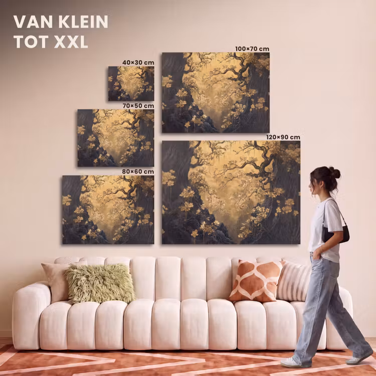 Akoestisch schilderij - Bloemen - Takken - Goud - Sierlijk — 7