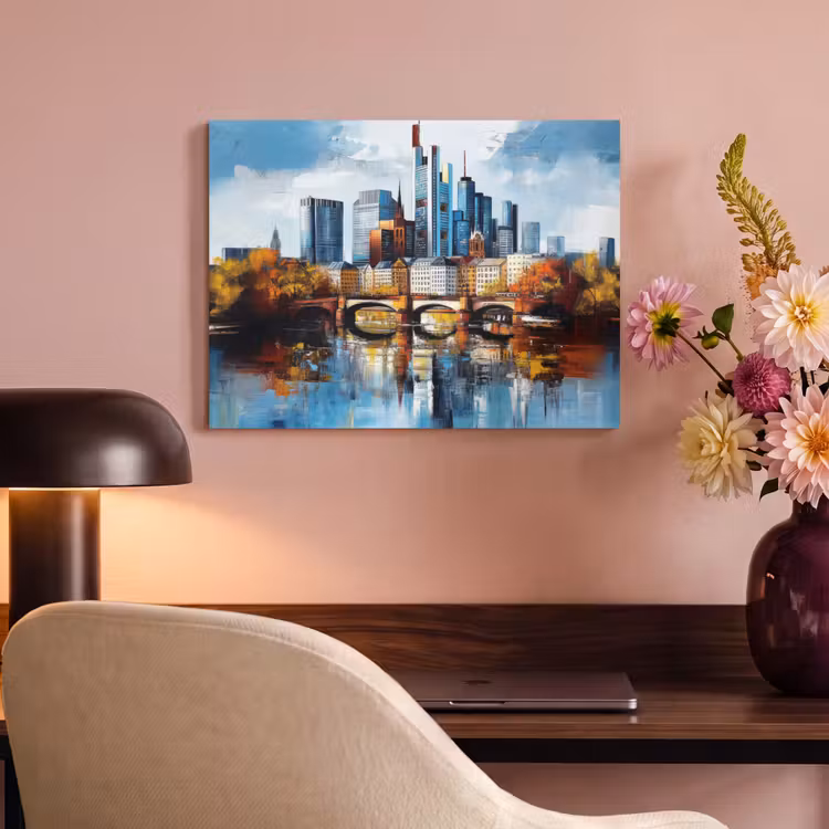 Akoestisch schilderij - Bomen Frankfurt- Stad - Skyline - Brug — 6