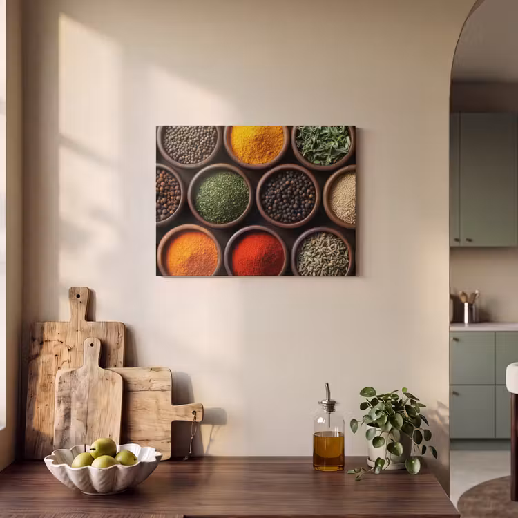 Akoestisch schilderij - Bakjes - Hout - Kruiden - Kleurrijk — 4