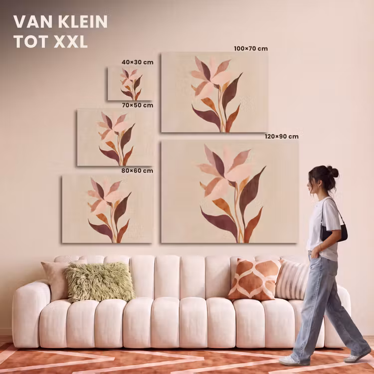 Akoestisch schilderij - Bloemen - Blaadjes - Minimalistisch - Roze — 7