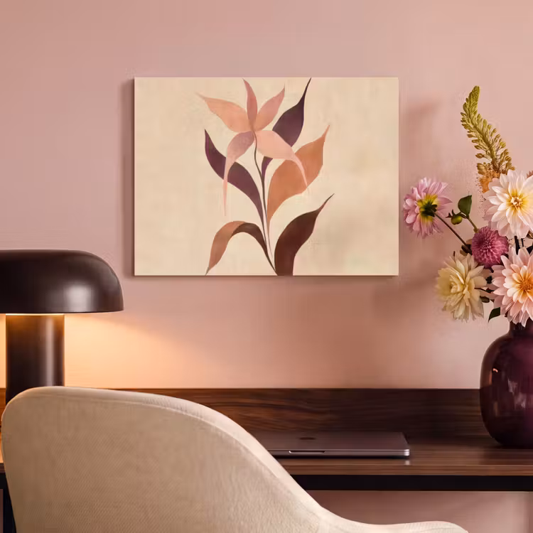 Akoestisch schilderij - Minimalistisch - Bloem - Bladeren - Beige — 6