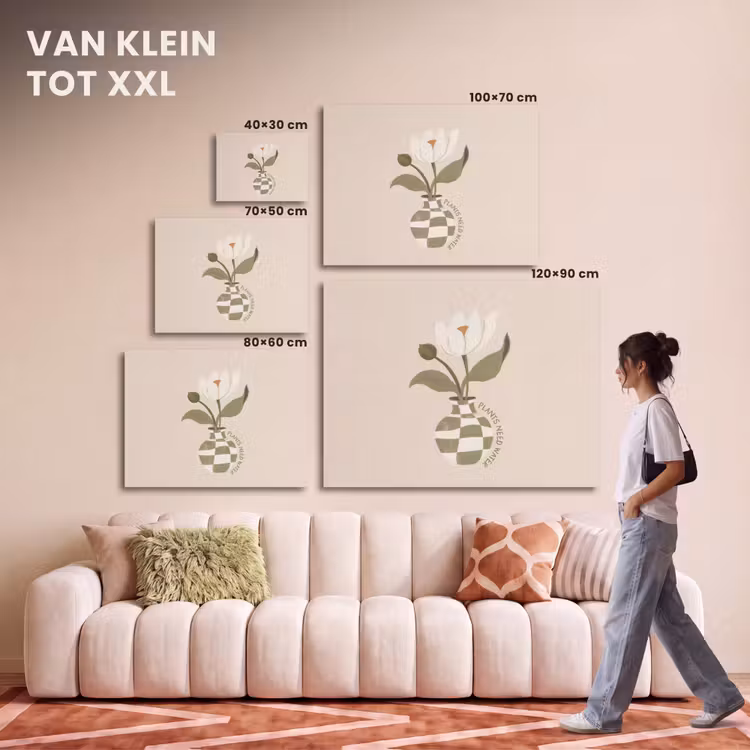 Akoestisch schilderij - Bloem in Geblokte Vaas — 7