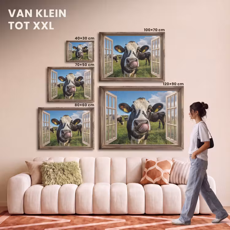 Akoestisch schilderij - Doorkijk - Koe - Weiland - Dieren - Natuur — 7