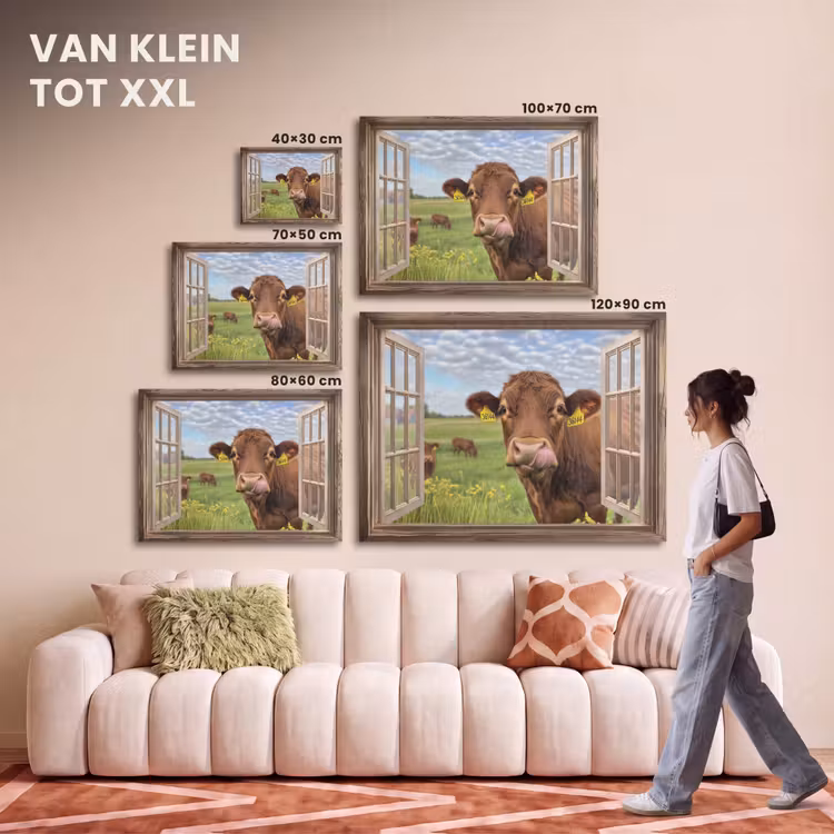 Akoestisch schilderij - Doorkijk - Koe - Weiland - Landschap - Dieren — 7