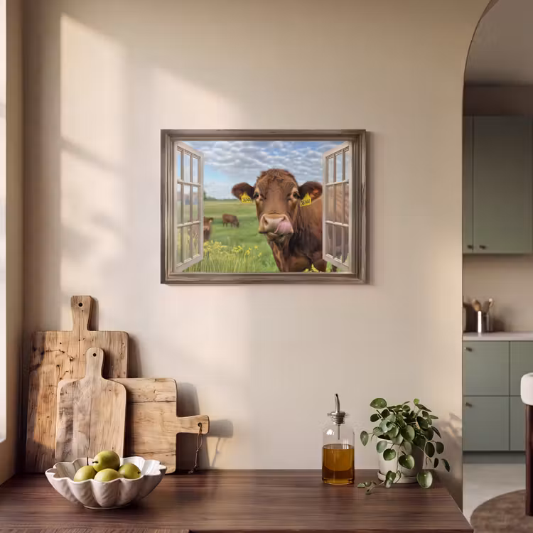 Akoestisch schilderij - Doorkijk - Koe - Weiland - Landschap - Dieren — 4