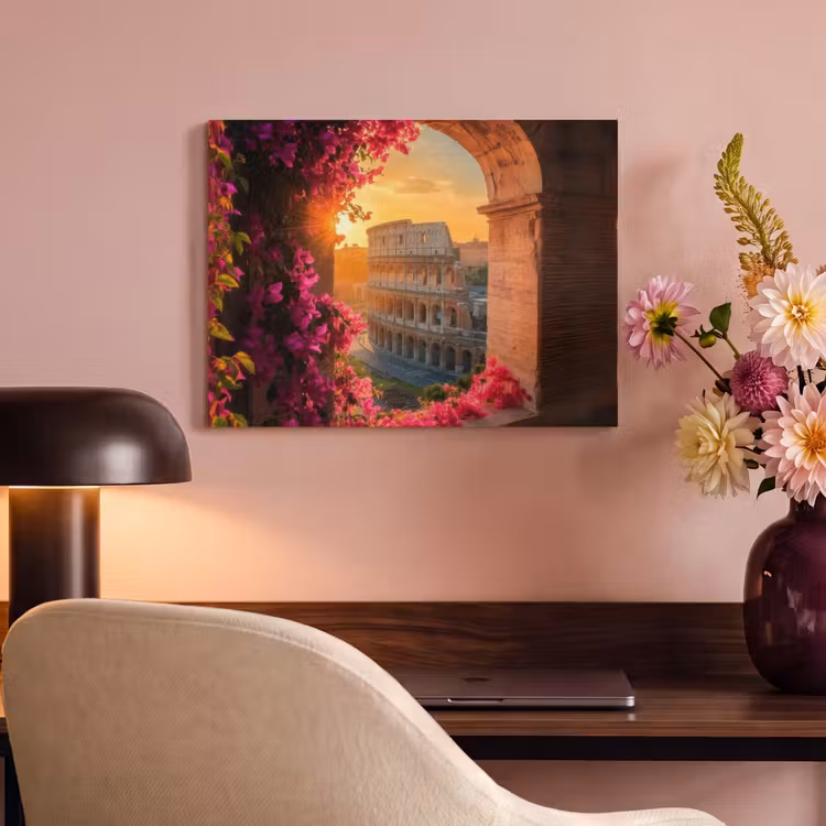 Akoestisch schilderij - Colosseum - Rome - Roze Bloemen — 6