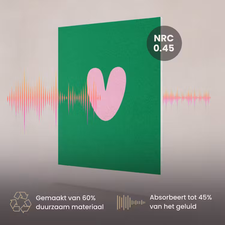Akoestisch schilderij - Groen - Hart - Minimalistisch - Valentijn — 3