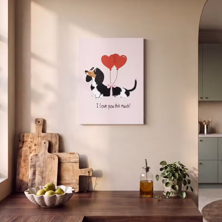 Akoestisch schilderij - Hond - Teckel - Valentijn - Love — 4
